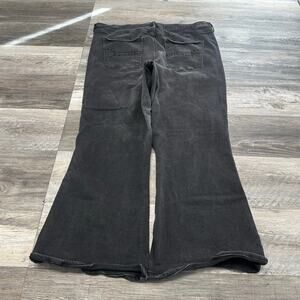 American Eagle Black Women 24 Exposed‎ Buttonfly Wide Flare Leg Bell Jeans 42"